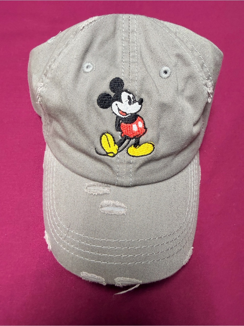 Disney's Mickey Mouse Embroidered Ponytail Gray Hat